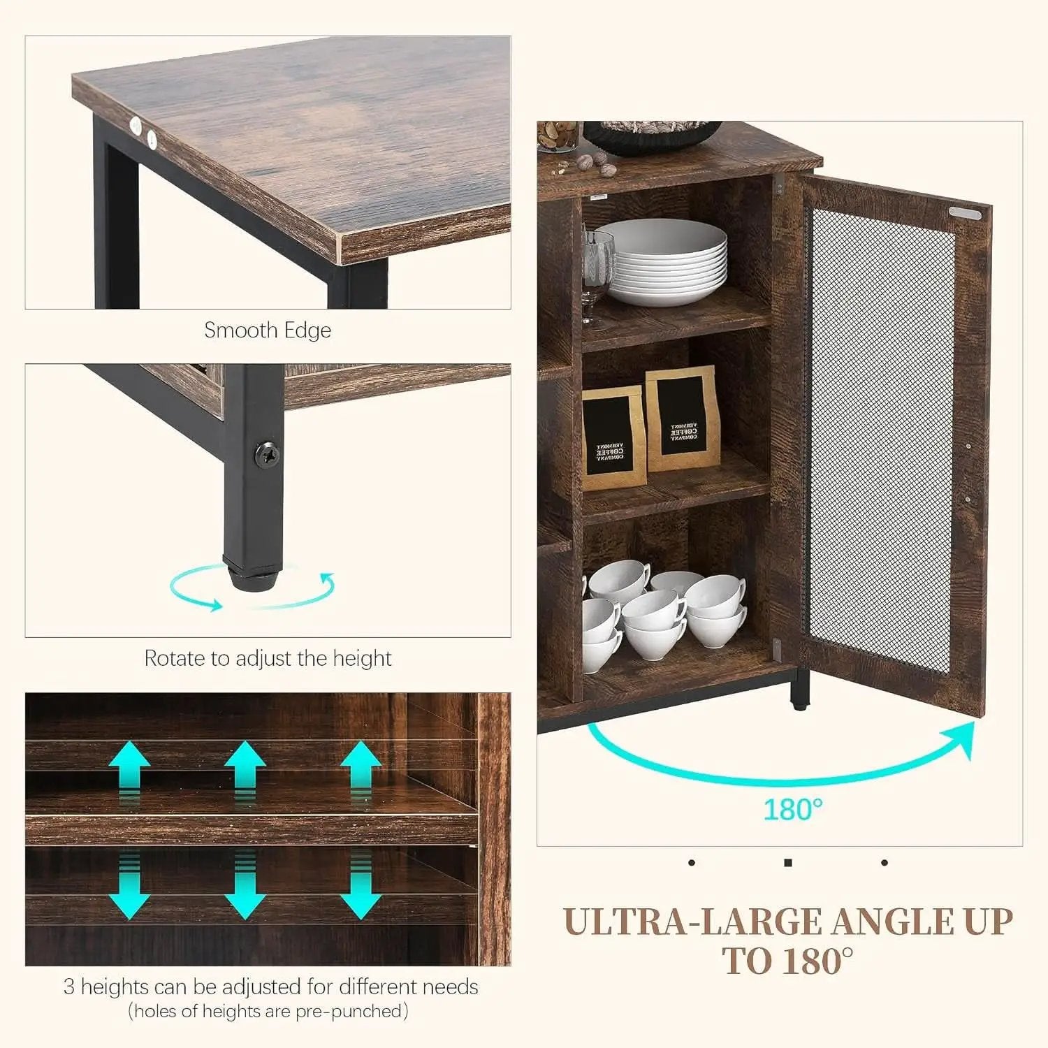 Mini Coffee Bar Cabinet 27.5 Inch Brown Finish Storage Unit from PriceLows™