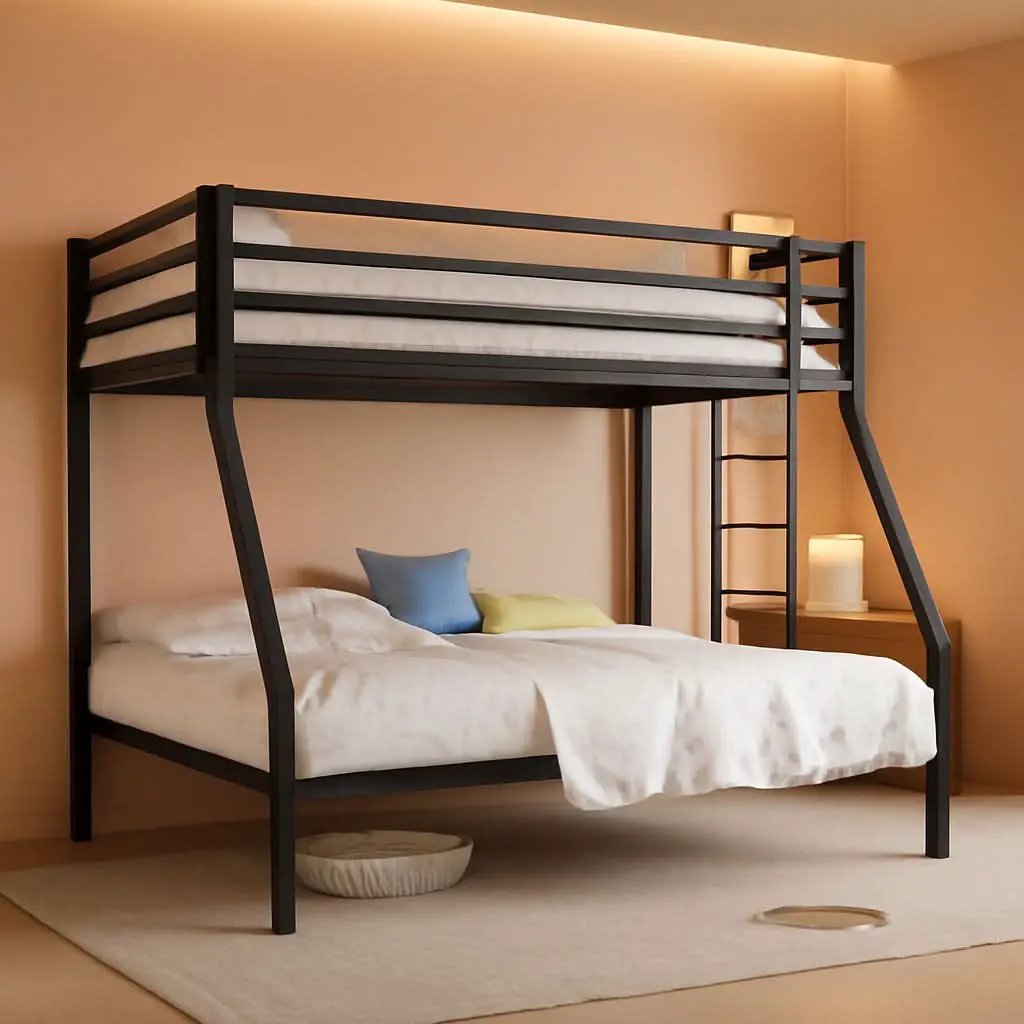Twin Over Twin Bunk Bed With Slide Durable Square Tube from PriceLows™