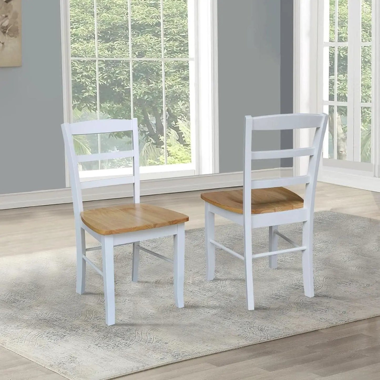 Madrid Ladderback Dining Chairs Parawood Construction White Natural from PriceLows™