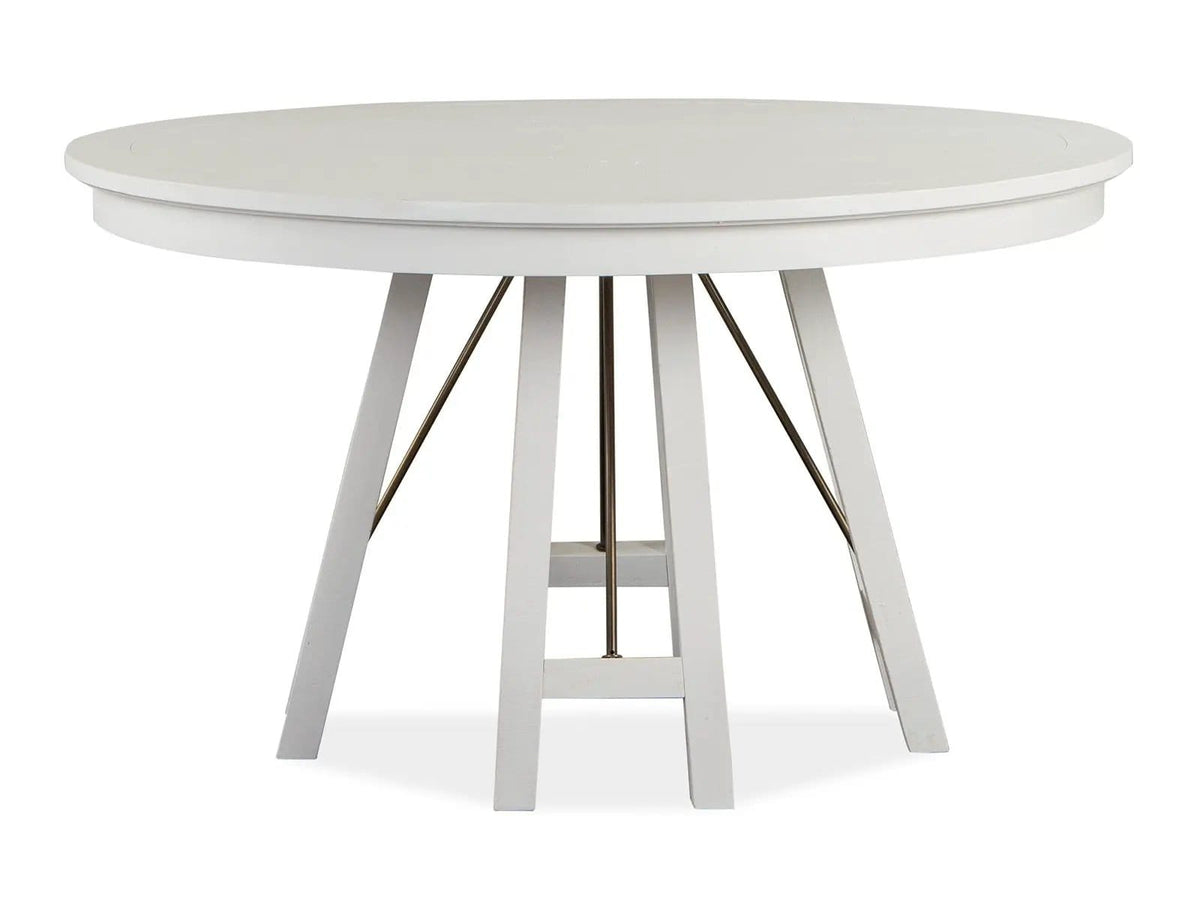 Heron Cove Round Dining Table | 52 x 52 x 30 in | Metal & Veneer | Chalk White