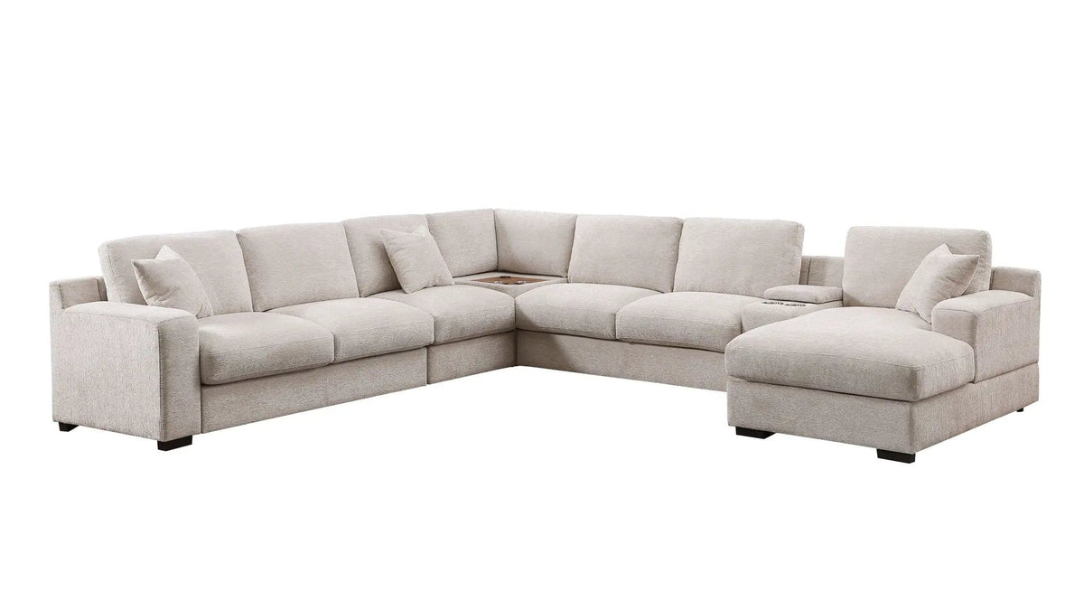 Celine Fabric Corner Sectional Sofa With Right-Facing Chaise, Cupholders, And | 3 Pieces | Fabric | Living Room
