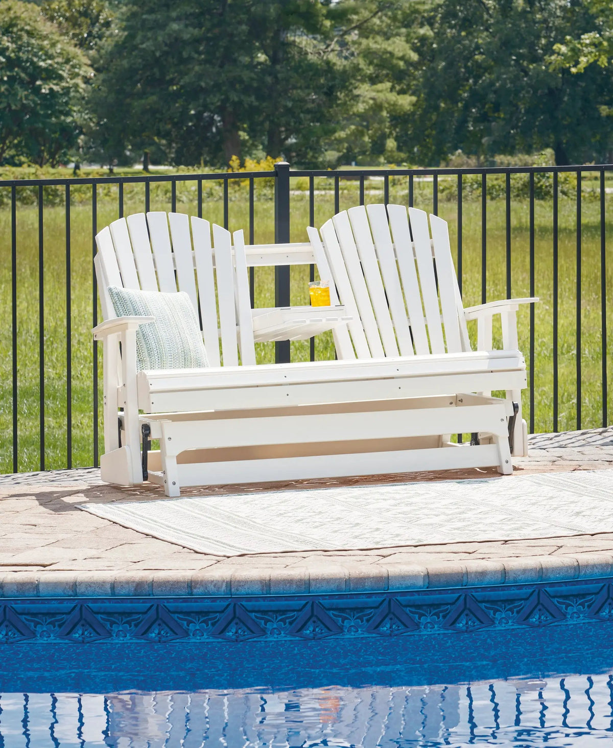 Hyland Wave Glider Loveseat | Adirondack-Inspired Design | 67 Inch Width | Outdoor Seating