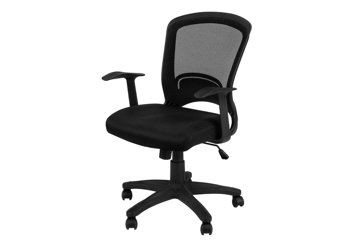 Mesh Office Chair | Black Mid-Back Design | Wide Curved Backrest | Black 5-Star Base