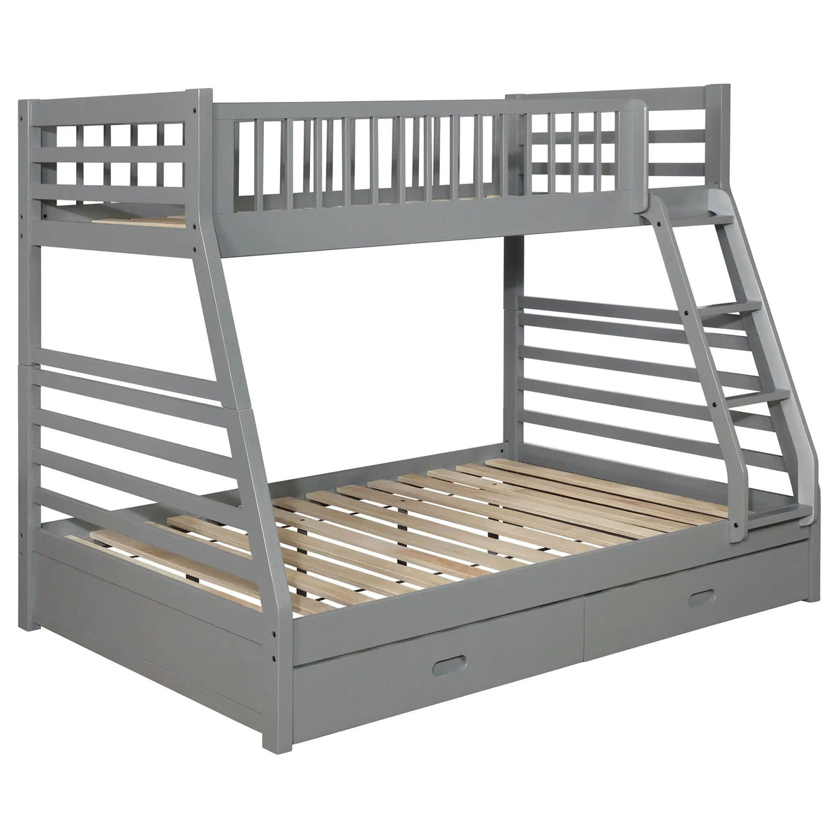 Ashton 2-drawer Wood Twin Over Full Bunk Bed | 77.5 x 58.25 x 65 in | Wood | Grey