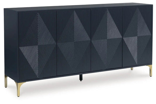 Loirwick Accent Cabinet | 72 x 15.88 x 36.25 in | Solid Wood & Resin | Dark Blue