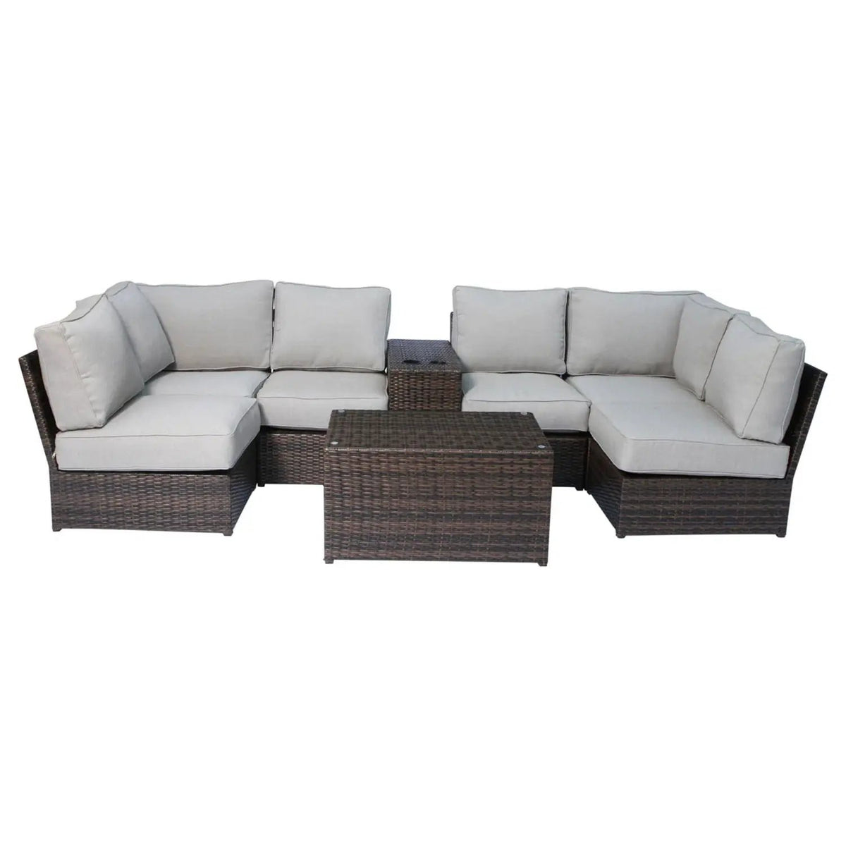 Modular Wicker Patio Seating Group | HDPE Wicker | Rustproof Aluminum Frame | 10 Thick Cushions