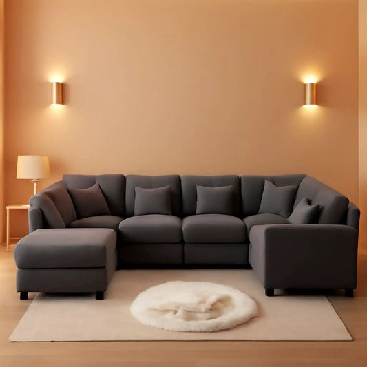 125Inch Oversized Corduroy Cloud Sleeper Grey Sofa from PriceLows™