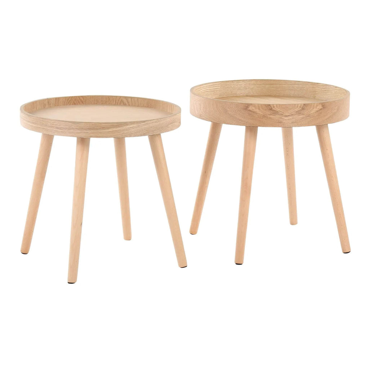 Pebble Mid-Century Modern Side Table Set | 19.5 x 19.5 x 17.5 in | Wood | Natural