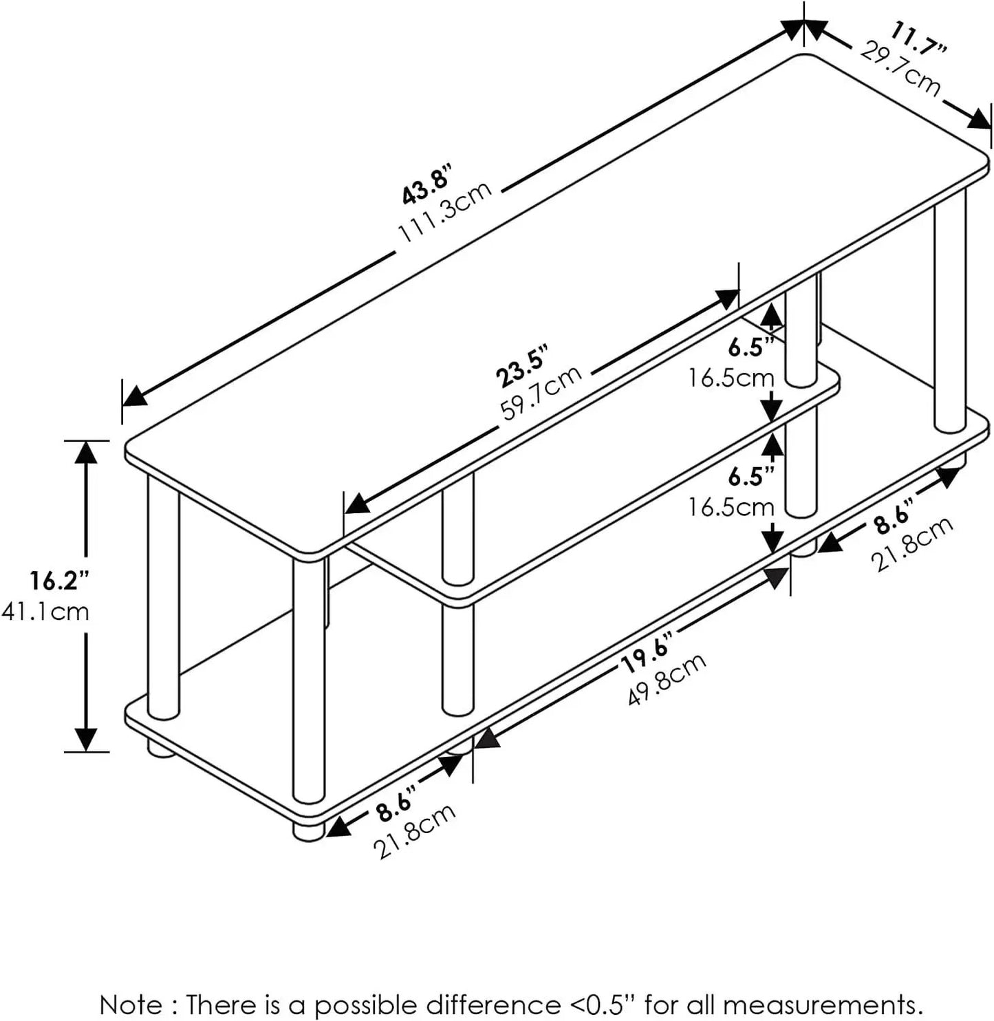 Three-Tier TV Stand Up To 50-Inch TV Tool-Free Assembly from PriceLows™