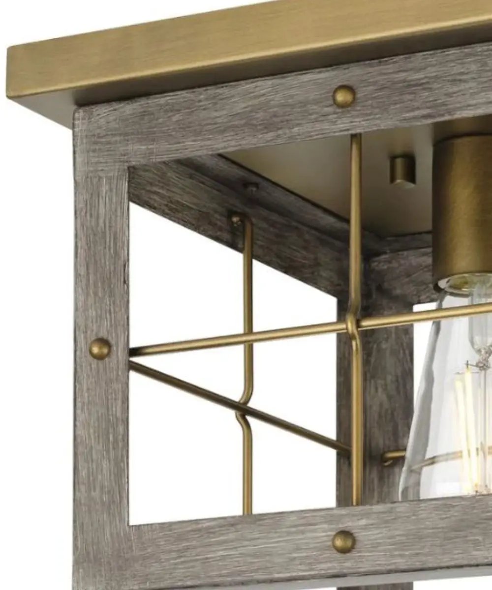 Flush Mount Ceiling Light | Aged Oak | Farmhouse | 11 Inch Width