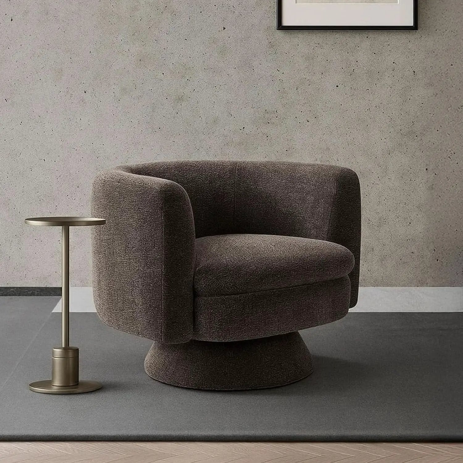 360 Degree Swivel Chair Espresso Velvet Upholstery from PriceLows™