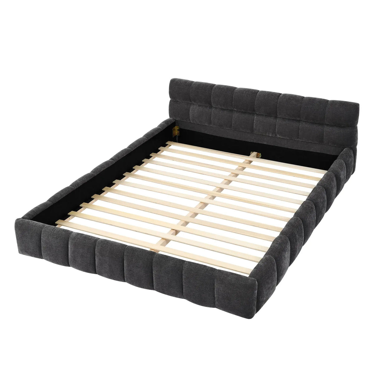 Modern Platform Storage Bed Frame | Thick Fabric Upholstery | Soft Headboard | Solid Construction