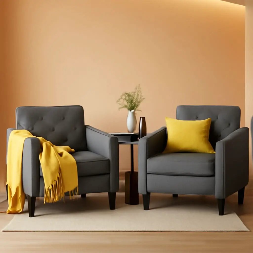Grey Tufted Upholstered Contemporary Armchairs Set from PriceLows™