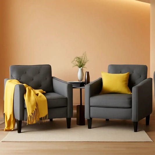 Grey Tufted Upholstered Contemporary Armchairs Set from PriceLows™