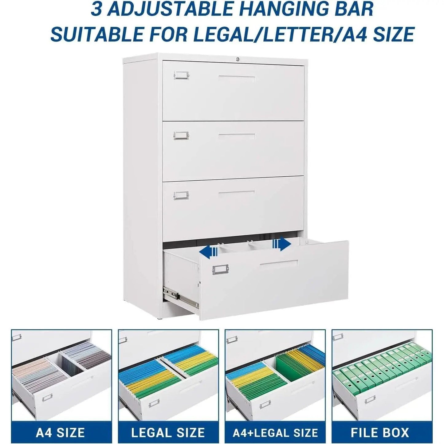 Lockable 4 Drawer Metal File Cabinet For Home Office from PriceLows™