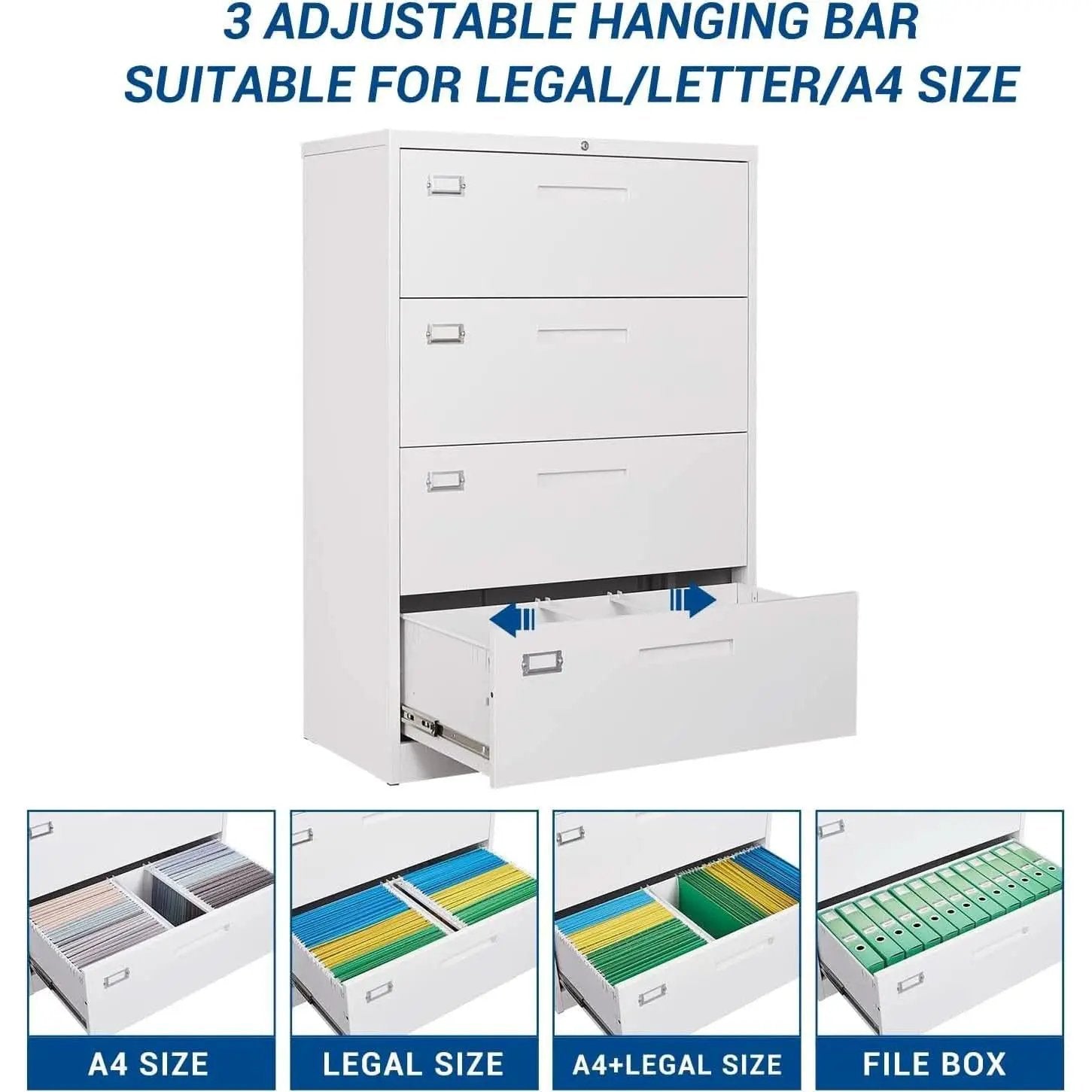Lockable 4 Drawer Metal File Cabinet For Home Office from PriceLows™