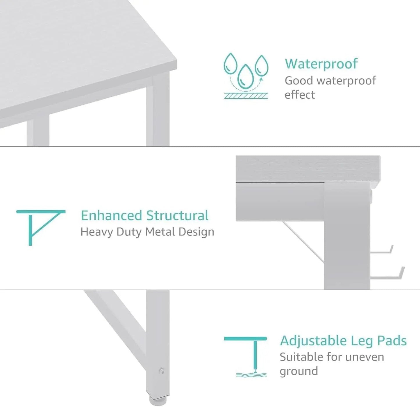 55 Inch White Computer Desk With Fabric Drawer For Home Office from PriceLows™