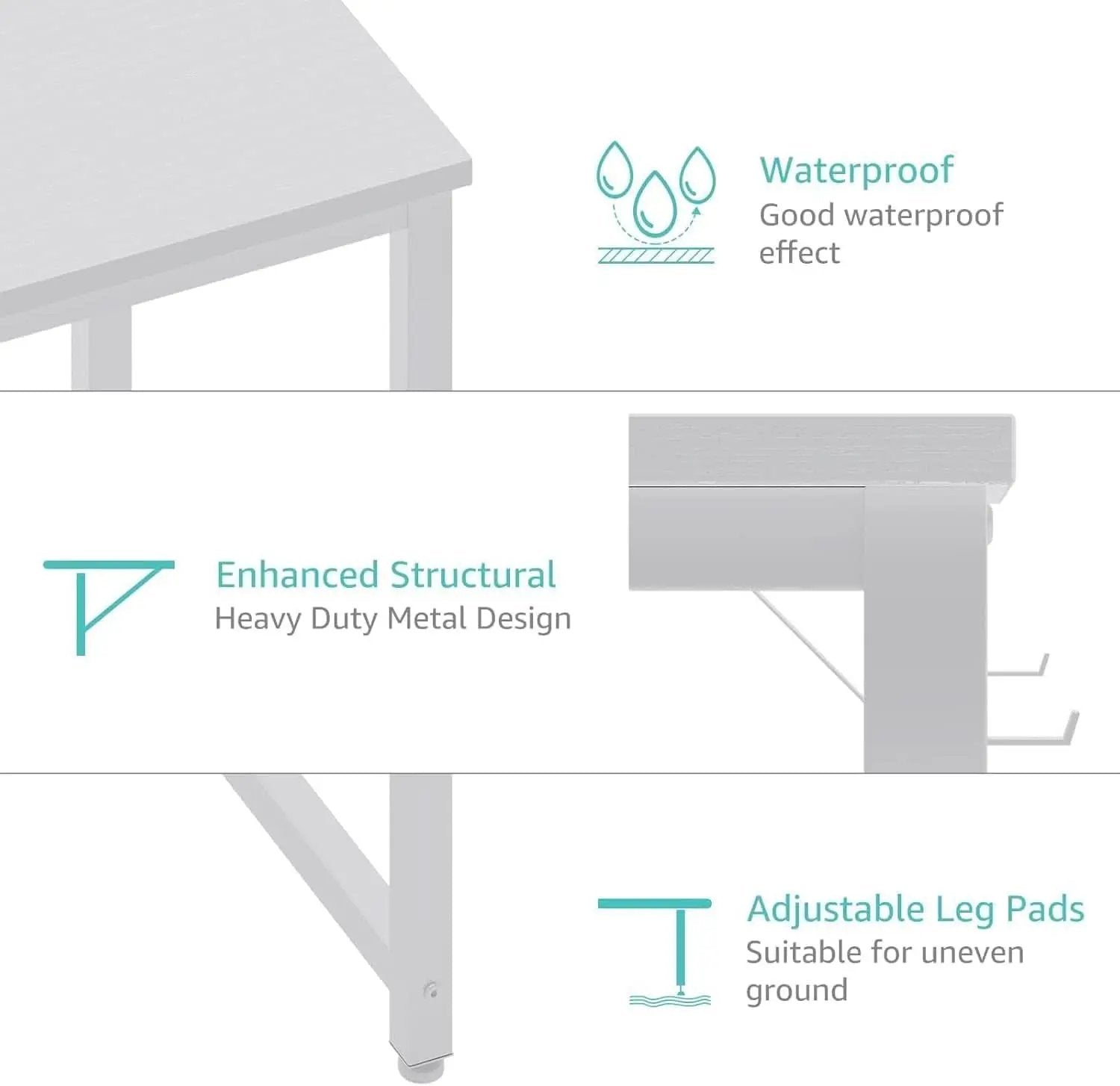 55 Inch White Computer Desk With Fabric Drawer For Home Office from PriceLows™