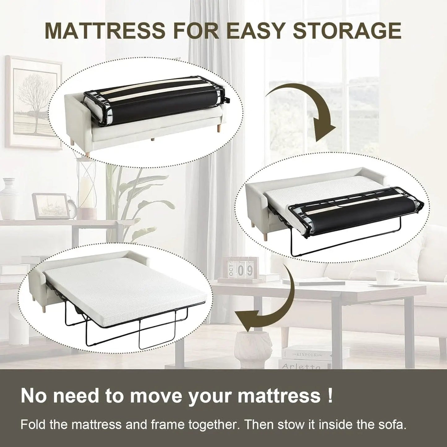 Full Size Sofa Mattress 52x72x4 Removable Washable from PriceLows™