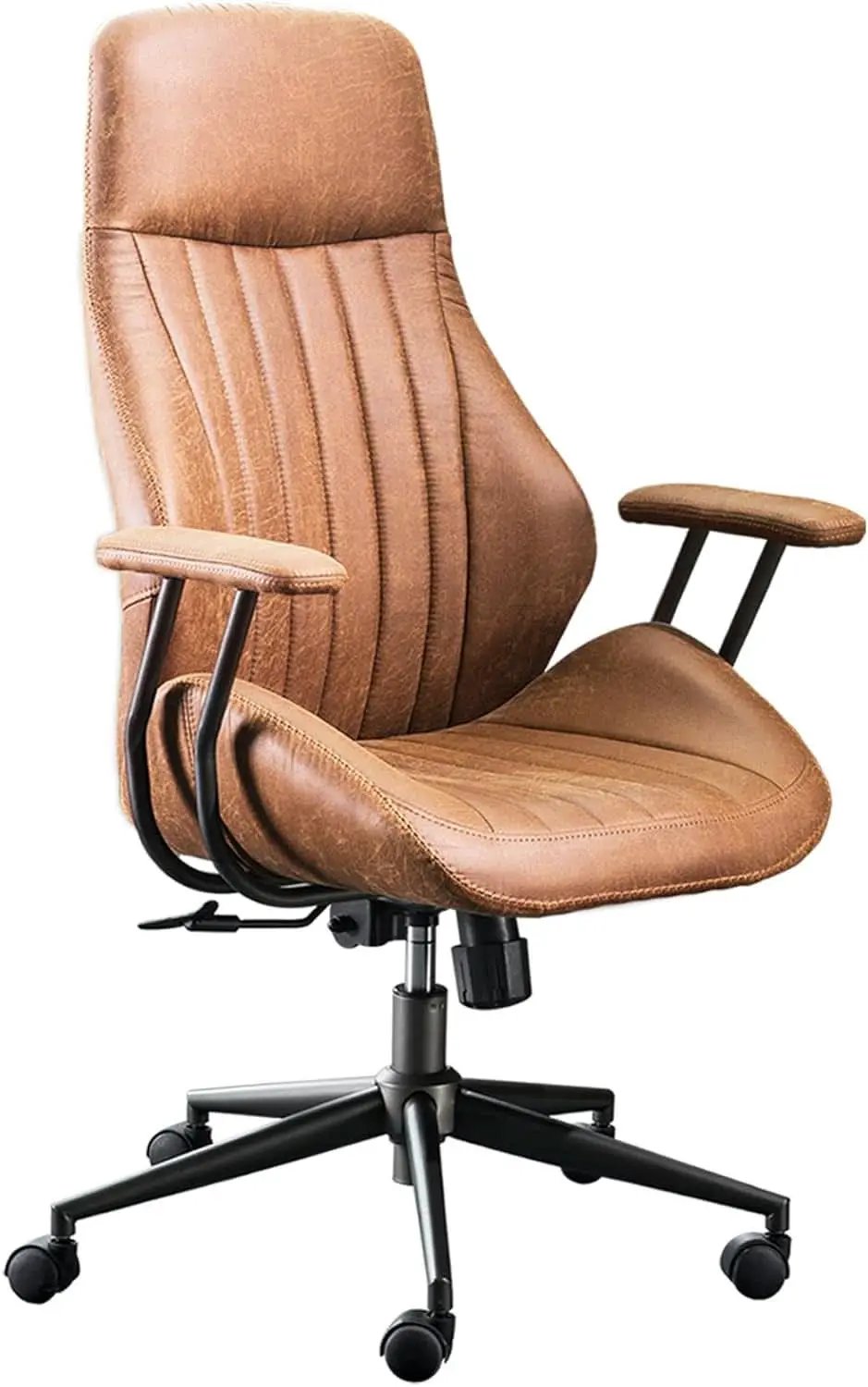 Ergonomic Mid Century Leather Office Chair With Lumbar from PriceLows™