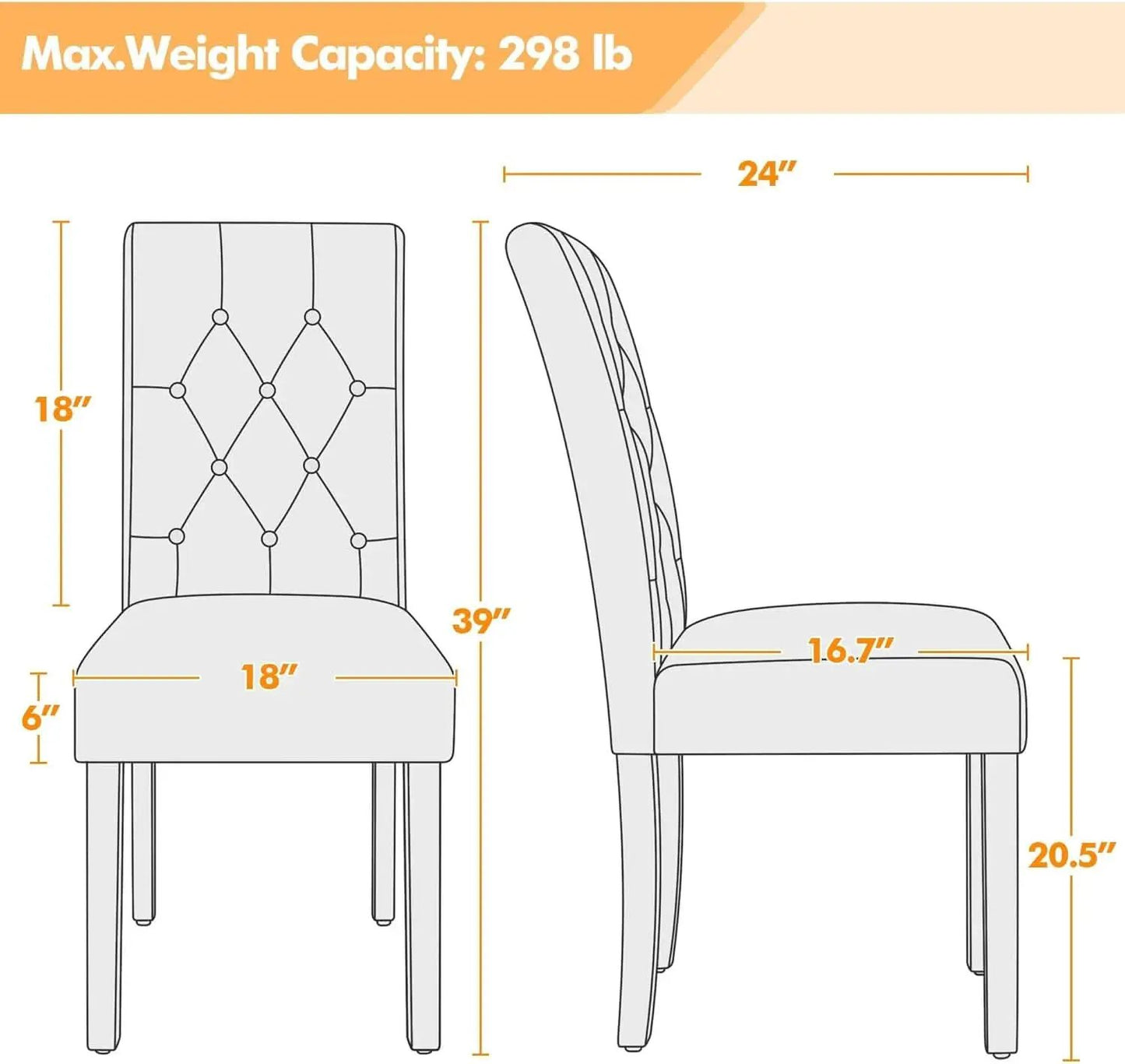 High Back Dining Chairs Set of 2 Retro Brown Parsons from PriceLows™