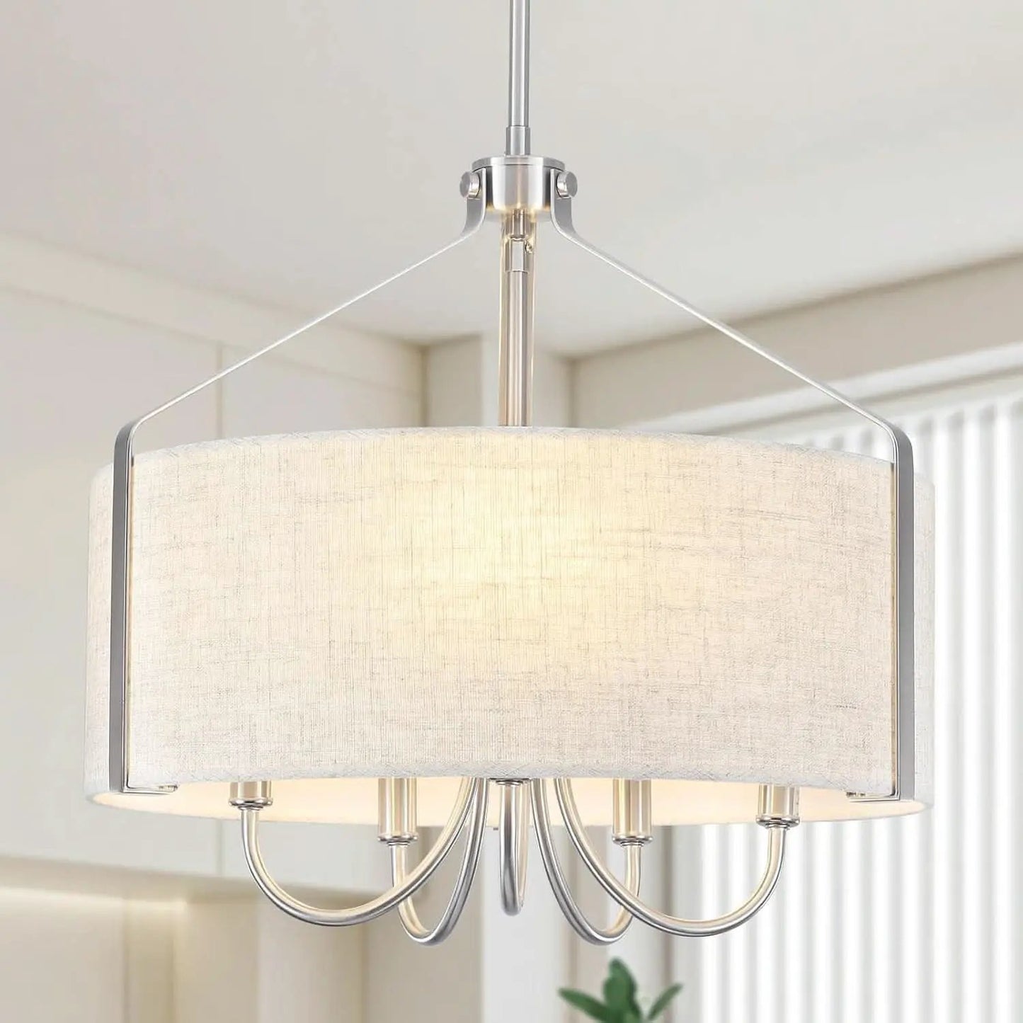 5 Light Drum Chandelier 18 Inch Brushed Nickel Fixture from PriceLows™