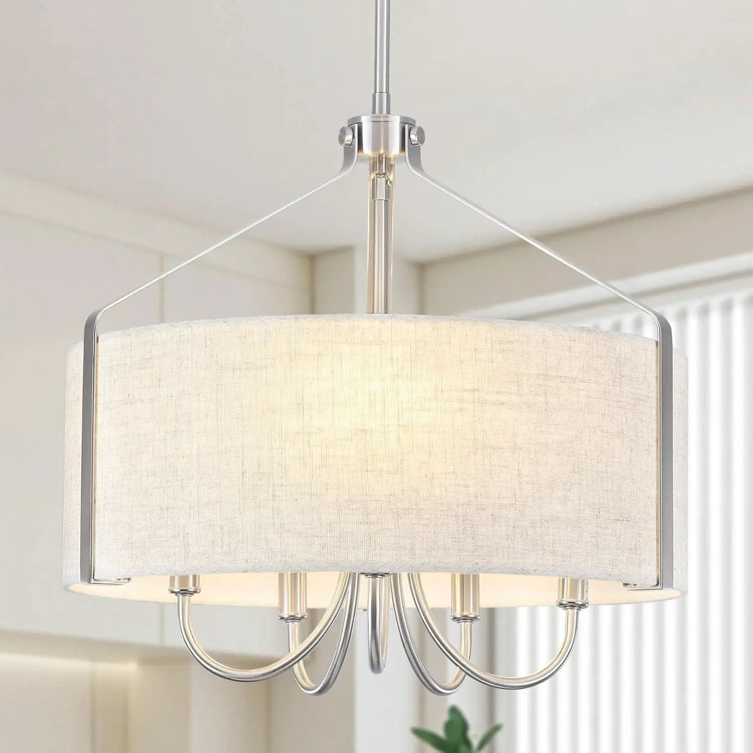 5 Light Drum Chandelier 18 Inch Brushed Nickel Fixture from PriceLows™