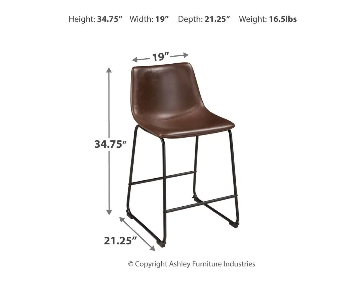 Centiar Upholstered Barstool | Set Of 2 | Contoured Bucket Seat | Tubular Metal Base
