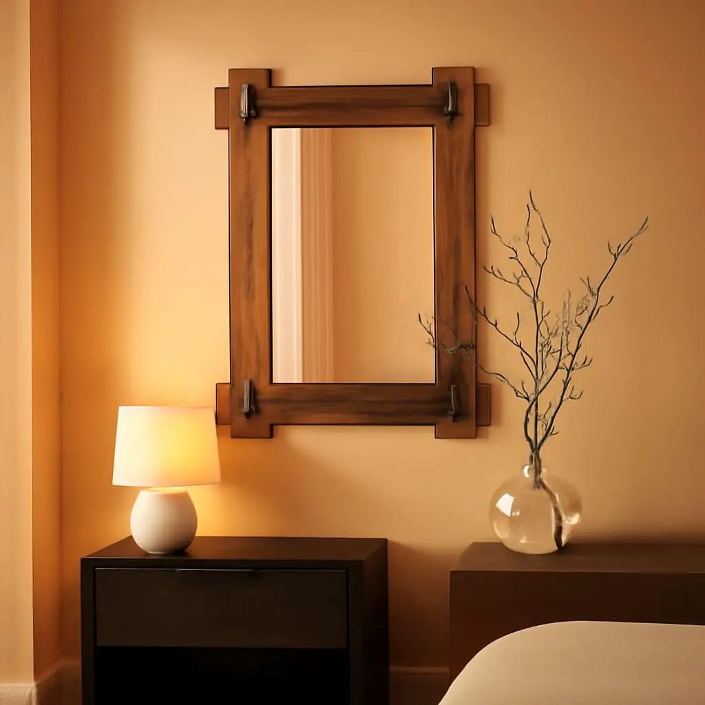 20x30 Rustic Wood Mirror For Bath With Black Metal Accents from PriceLows™