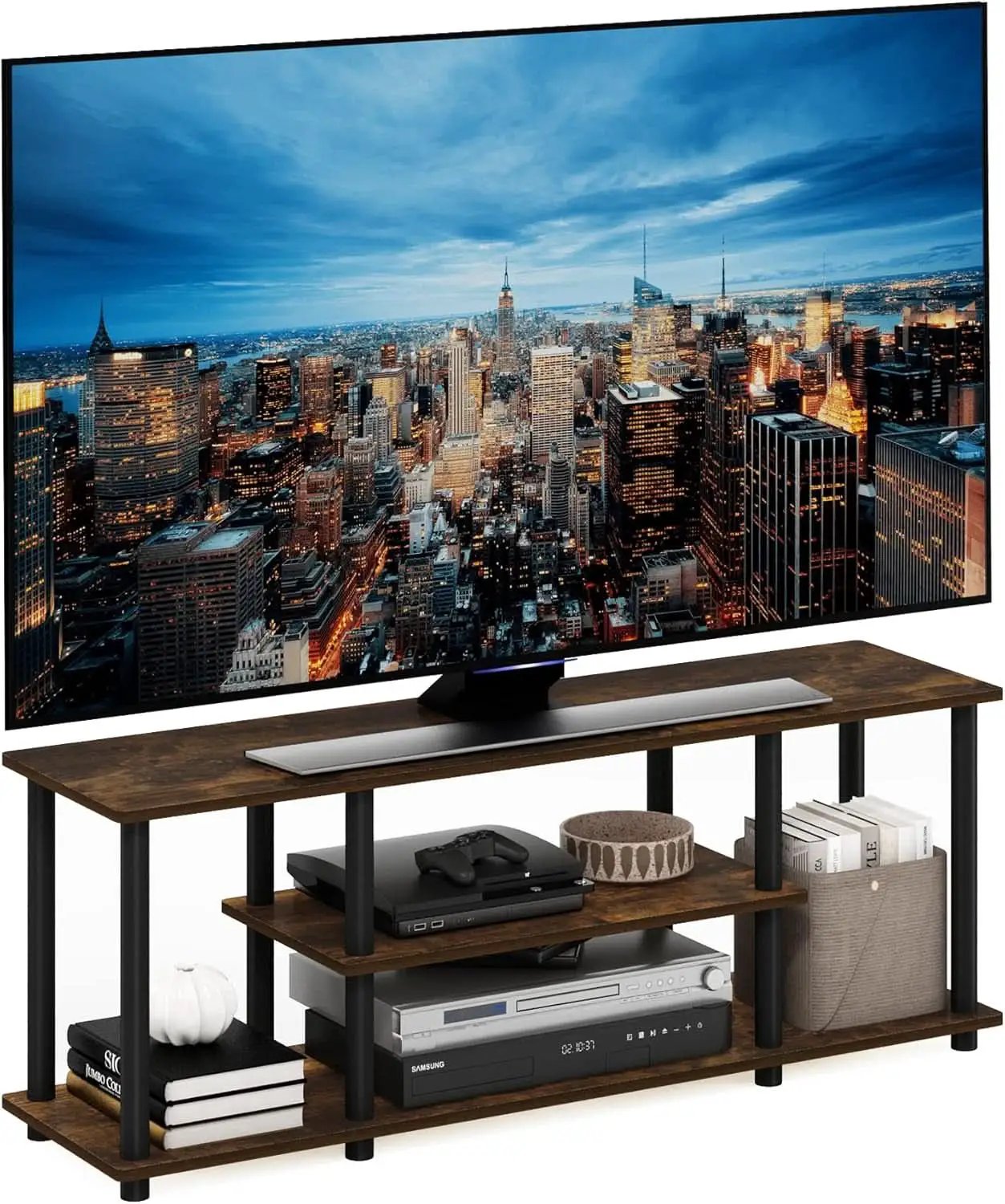 Three-Tier TV Stand Up To 50-Inch TV Tool-Free Assembly from PriceLows™