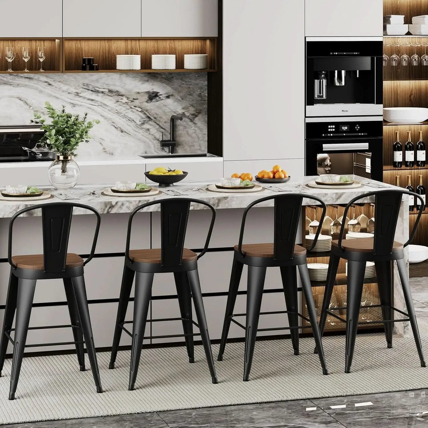 Industrial 24 Inch Bar Stools Set of Four from PriceLows™