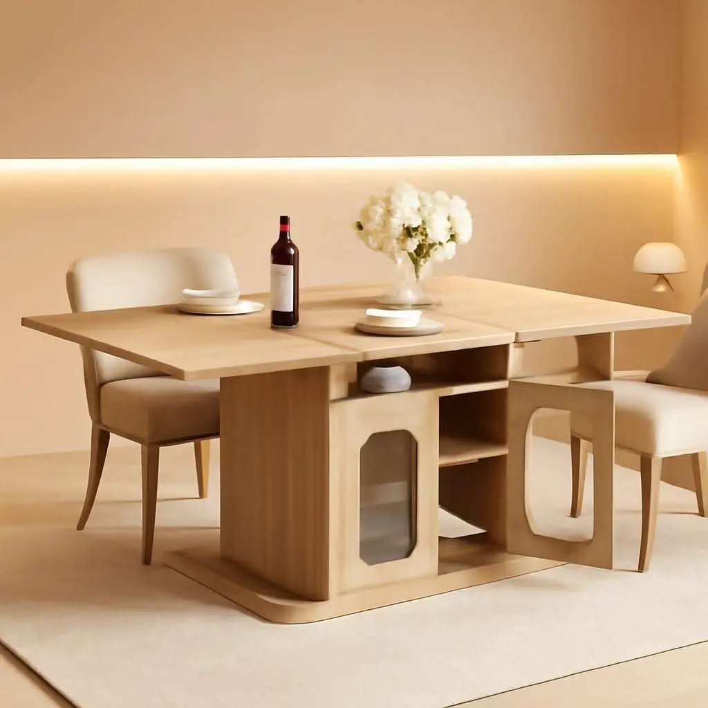 63 Inch Light Oak Farmhouse Dining Table For Four To Six from PriceLows™