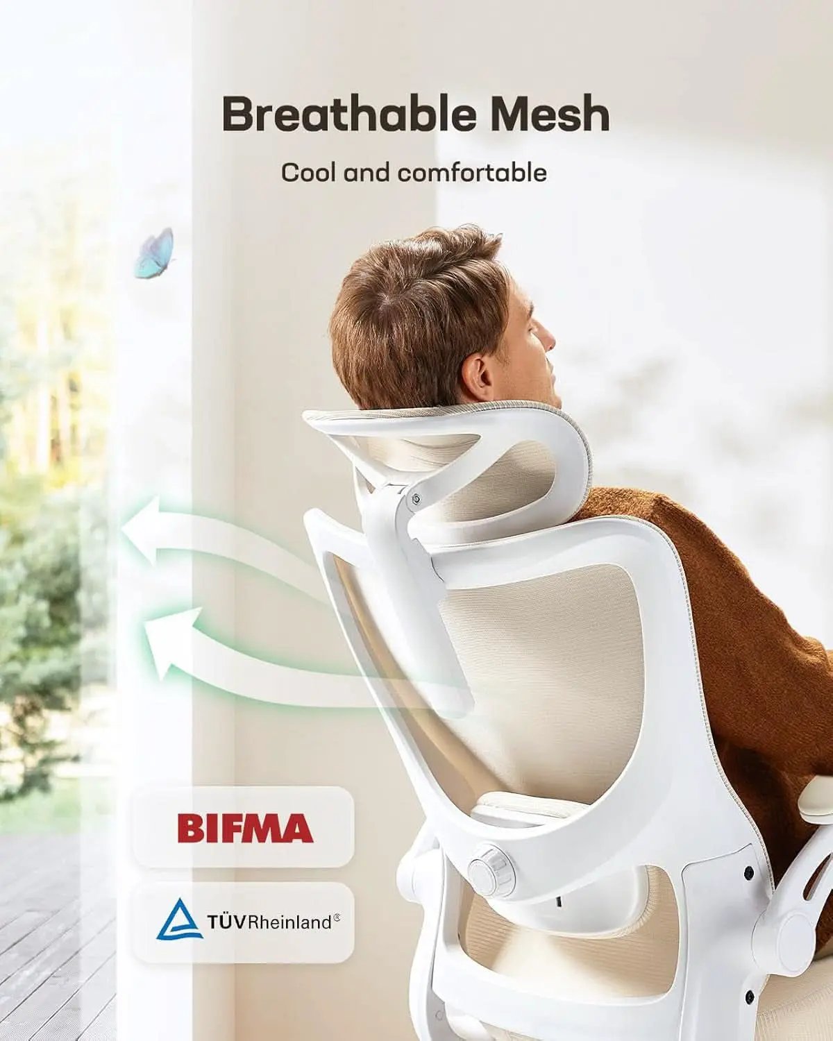 Ergonomic Office Chair White Mesh Back And Adjustable Lumbar from PriceLows™
