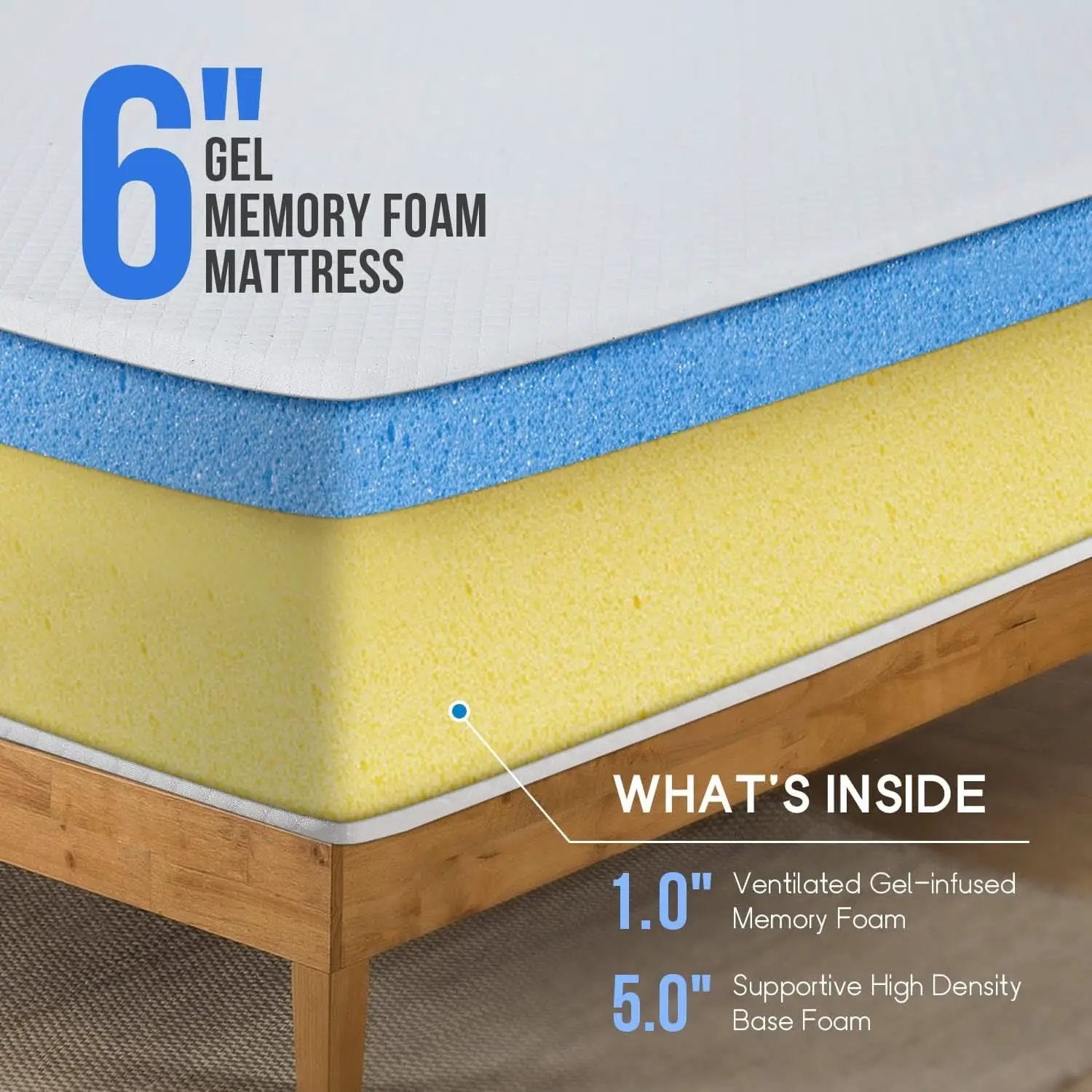 Twin Gel Memory Foam Mattress 6 Inch Cooling Comfort from PriceLows™