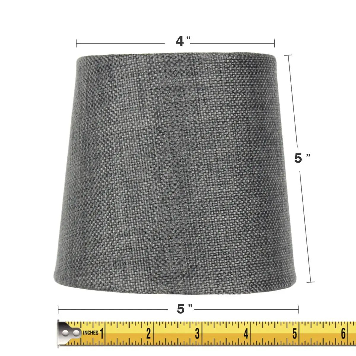Clip On Drum Shade | 6X5 Inch | Granite Gray Burlap | Set Of 6