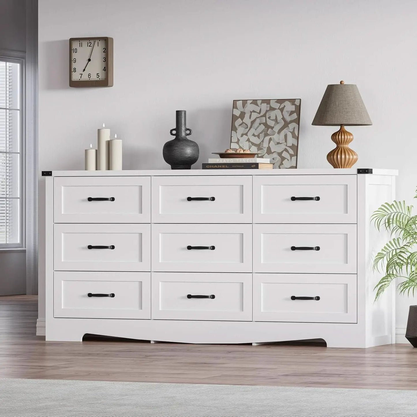 White 59 Inch Premium Modern Multicompartment Dresser from PriceLows™