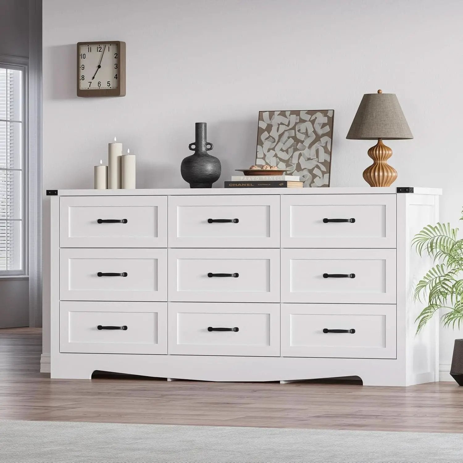 White 59 Inch Premium Modern Multicompartment Dresser from PriceLows™