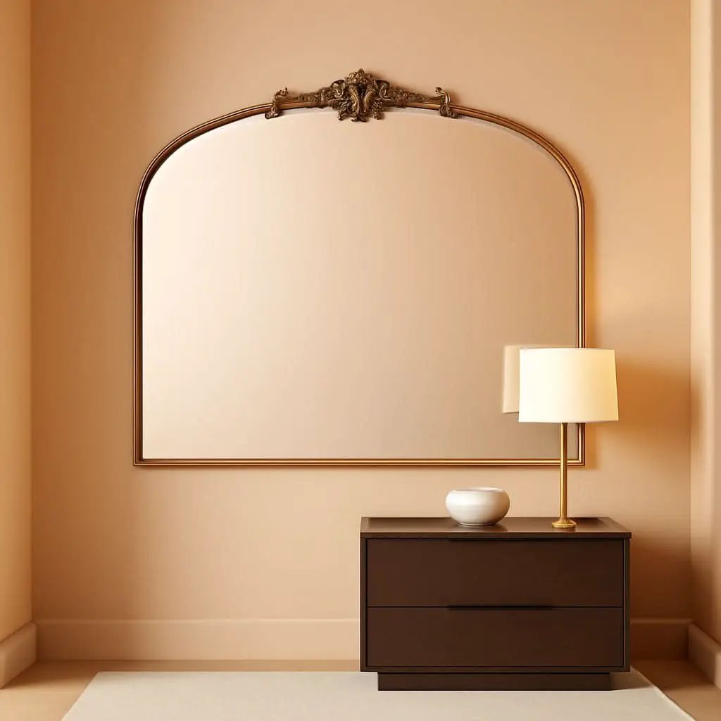 Arched Gold Wall Mirror 40x30 Inches Vintage Ornate from PriceLows™