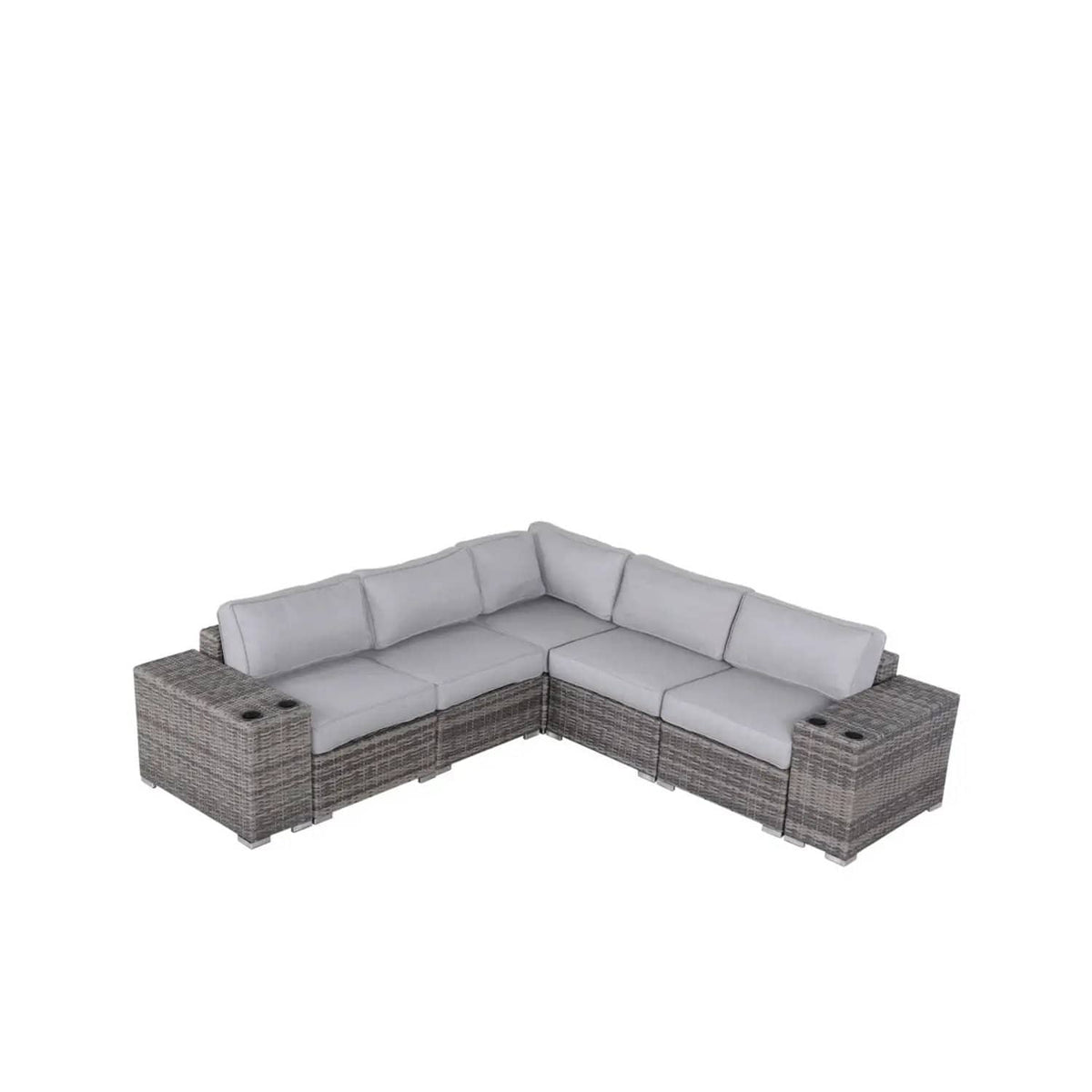 Modern Rattan Wicker Seating Group With Cushions Stationary Sectional | 102 x 102 x 26 in | Rattan & Wicker | Living Room