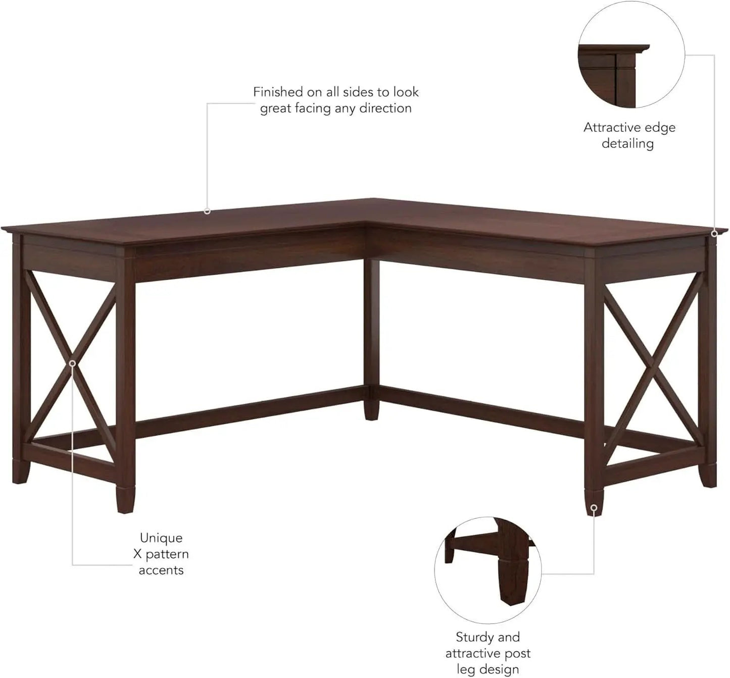 Key West 60W L Shaped Desk For Home Office Workspace from PriceLows™