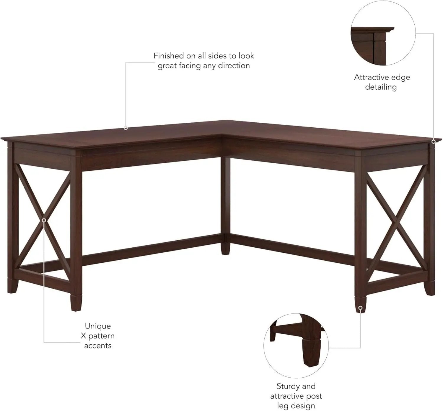 Key West 60W L Shaped Desk For Home Office Workspace from PriceLows™