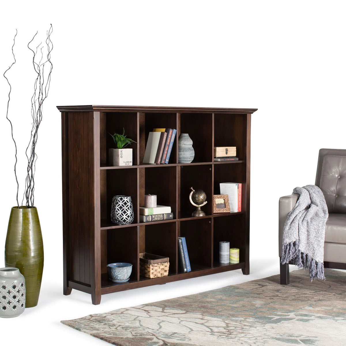 Acadian Cube Storage | Handcrafted Solid Wood | Twelve Large Cubbies | 57 Inch Width