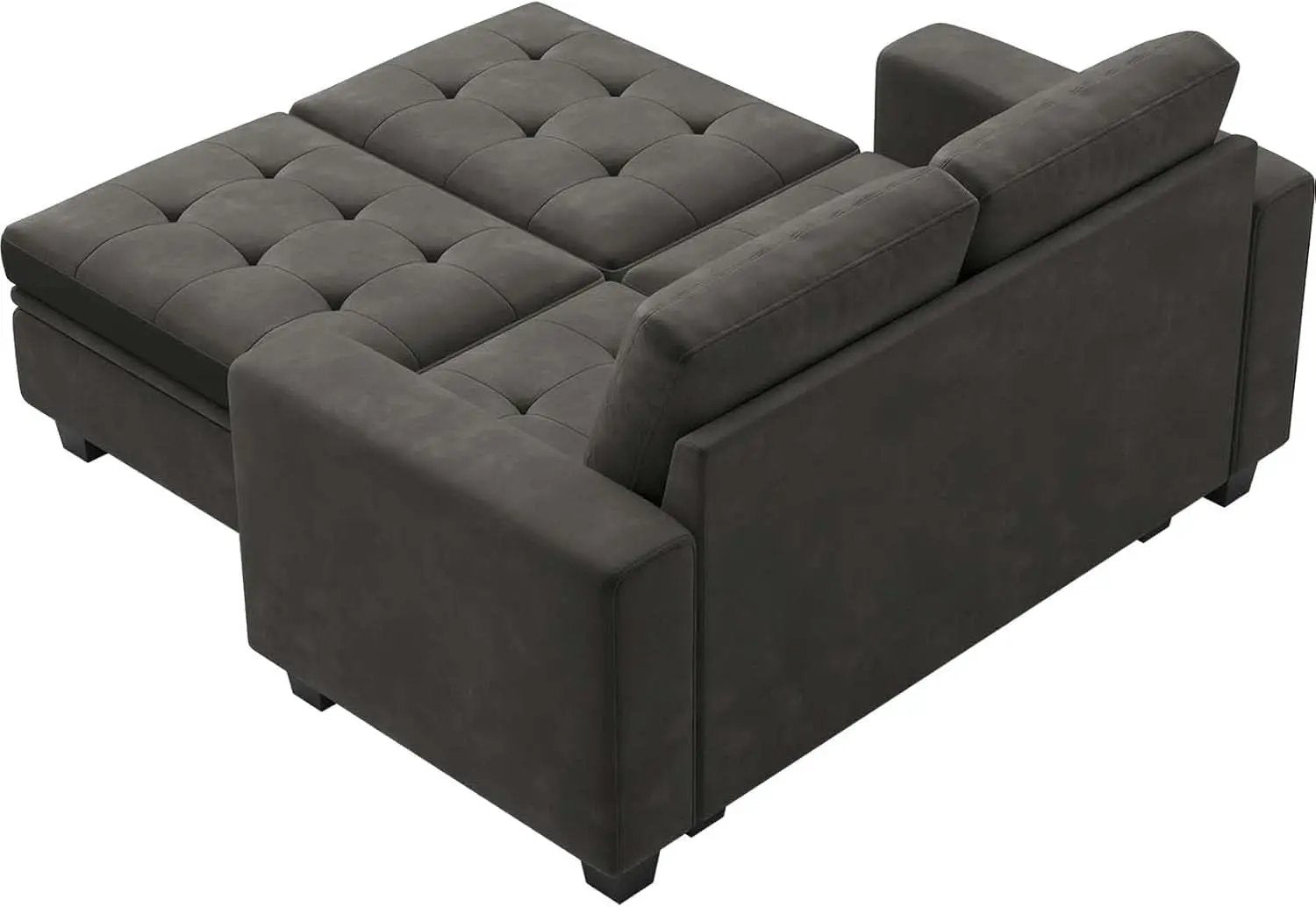 Grey Velvet Modular Sectional Sofa With Storage And Sleeper from PriceLows™