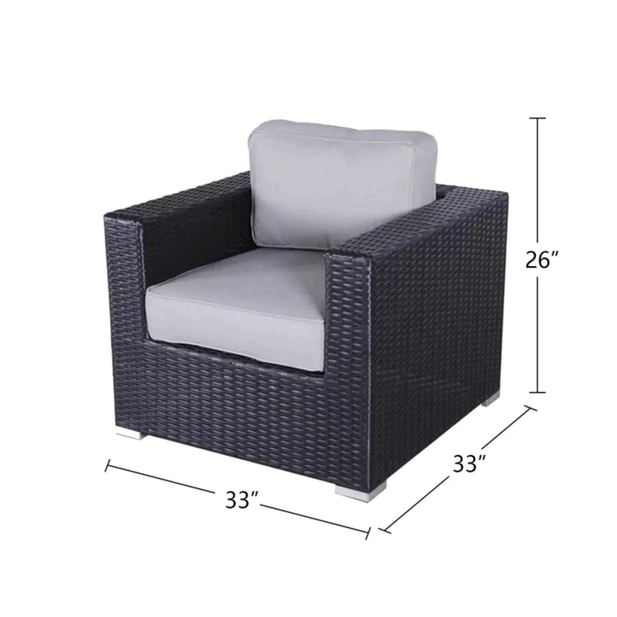 Patio Armchair With Cushions | Four Olefin Cushions | Industrial Accents | Weather-Resistant Build