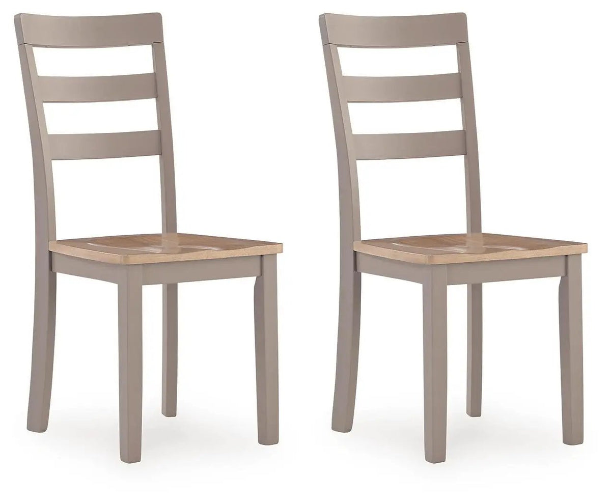 Dining Room Side Chair | Gray Frame | Natural Wood Seat | Set Of 2