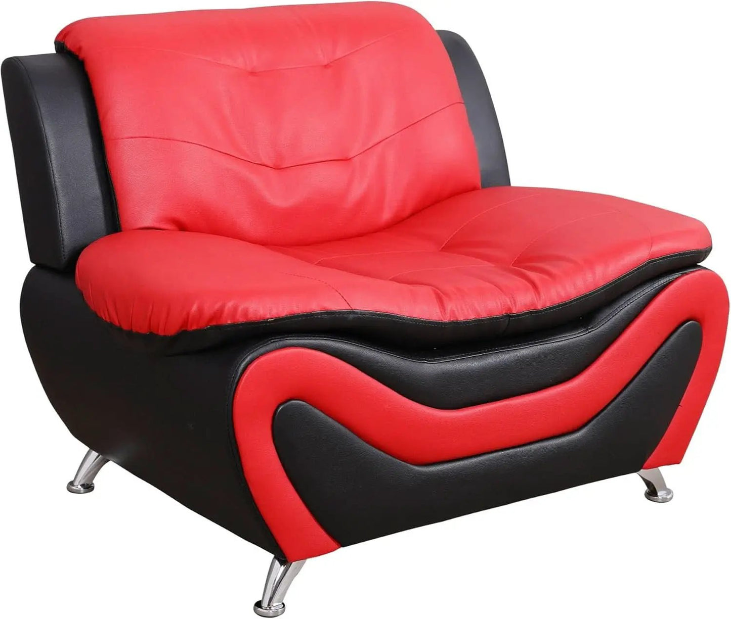 Aldo 3 Piece Modern Sofa Set Black Red Faux Leather from PriceLows™