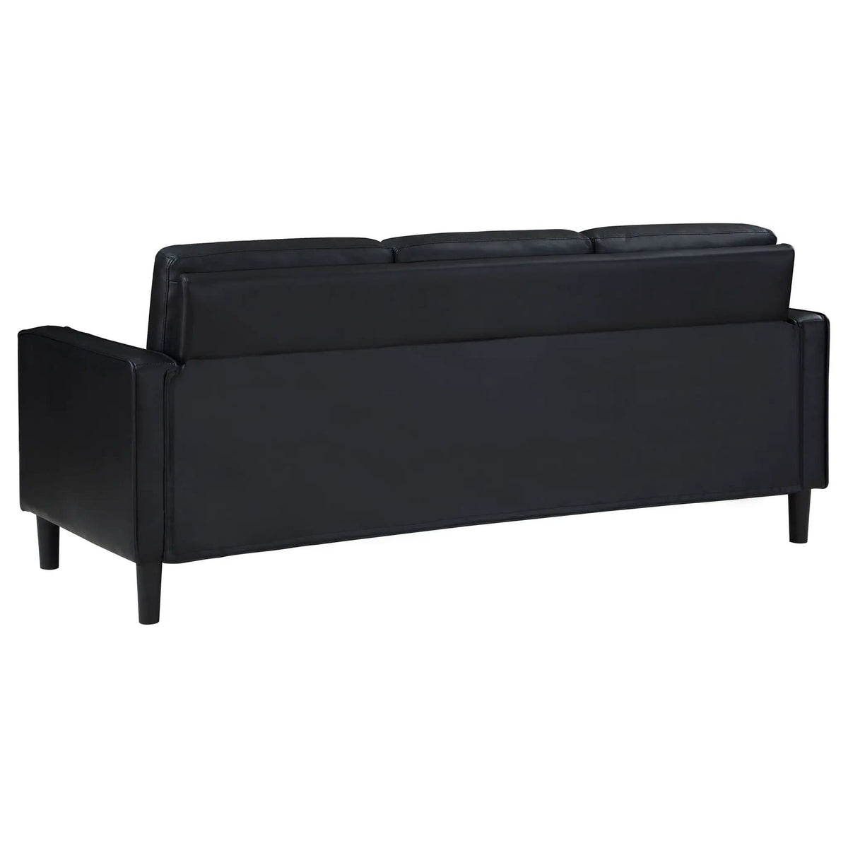 Ruth Upholstered Track Arm Sofa | 76.5 x 31.5 x 33.5 in | Faux Leather | Black