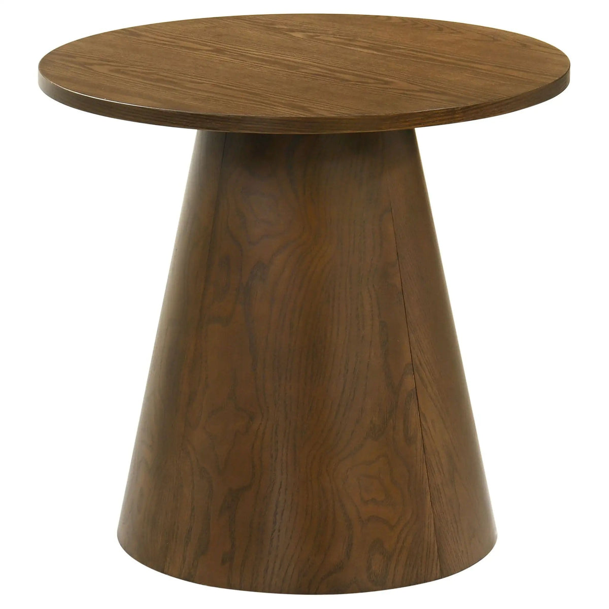 Franklin Round Wood Pedestal Side End Table | 23.5 x 23.5 x 21.75 in | Engineered Wood & Veneer | Dark Brown