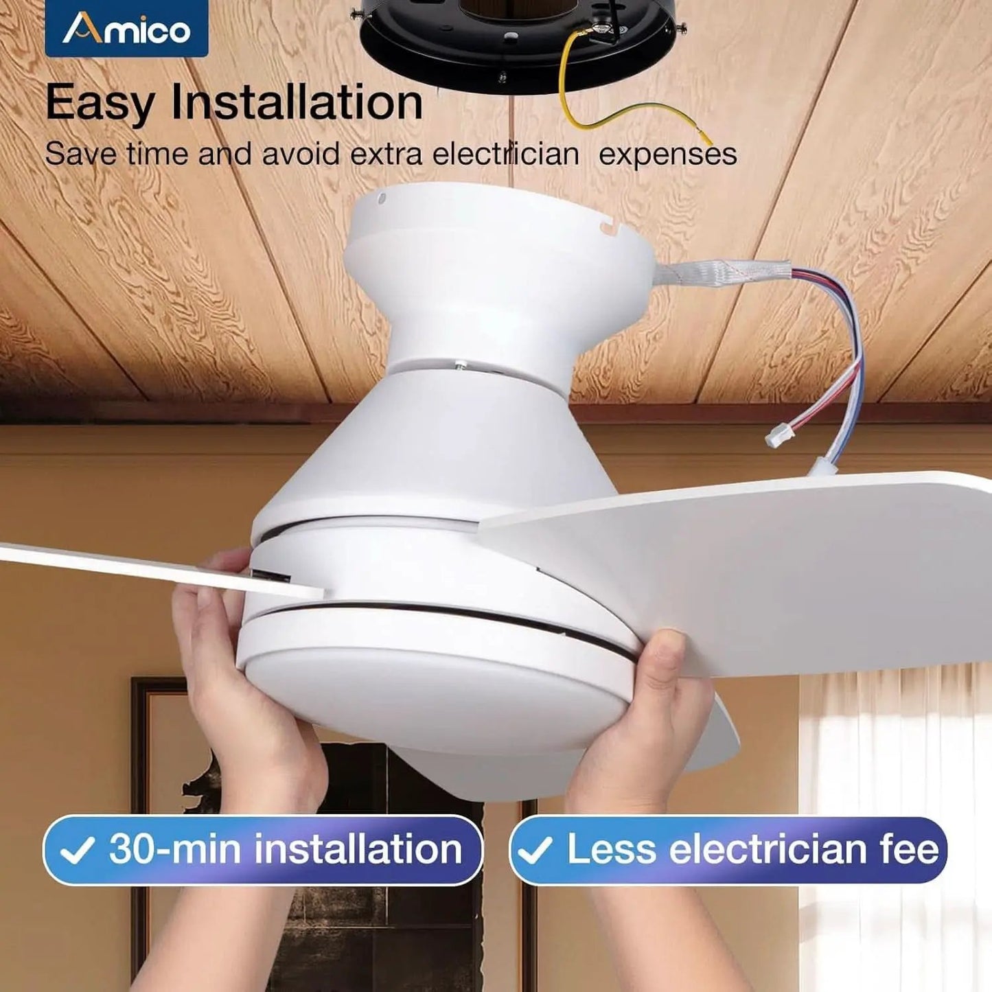 42 Inch White Ceiling Fan With Remote Control And Dimmable Lights from PriceLows™