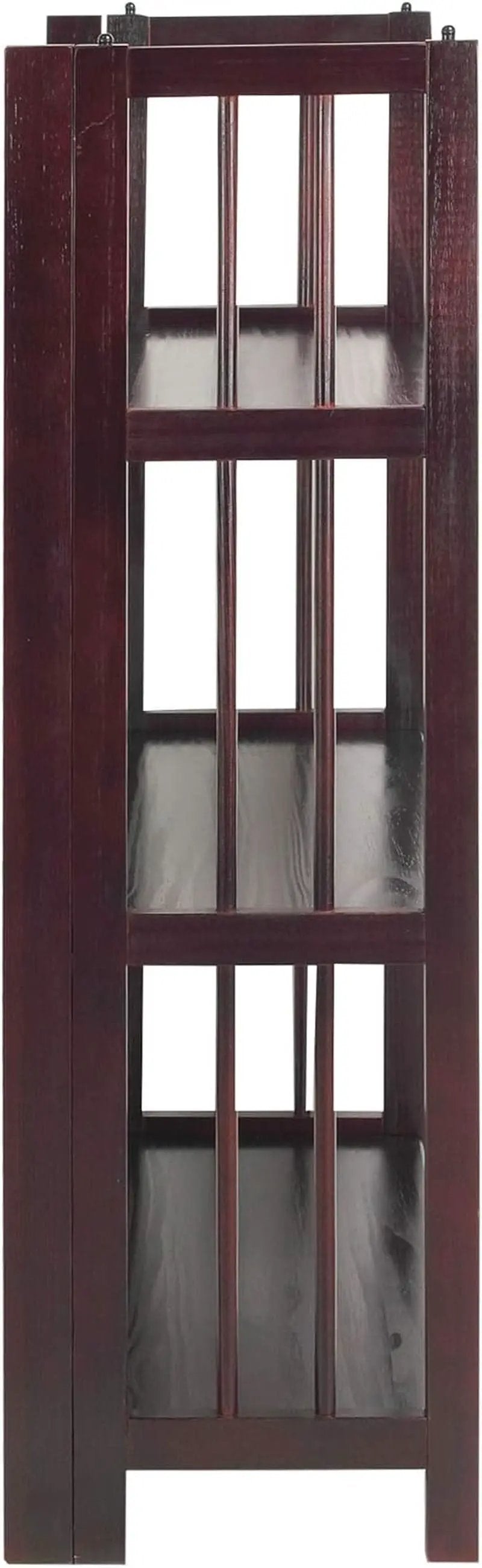 Three Shelf Folding Stackable Bookcase 27.5 Inch Wide Espresso Wood Home Office Storage from PriceLows™